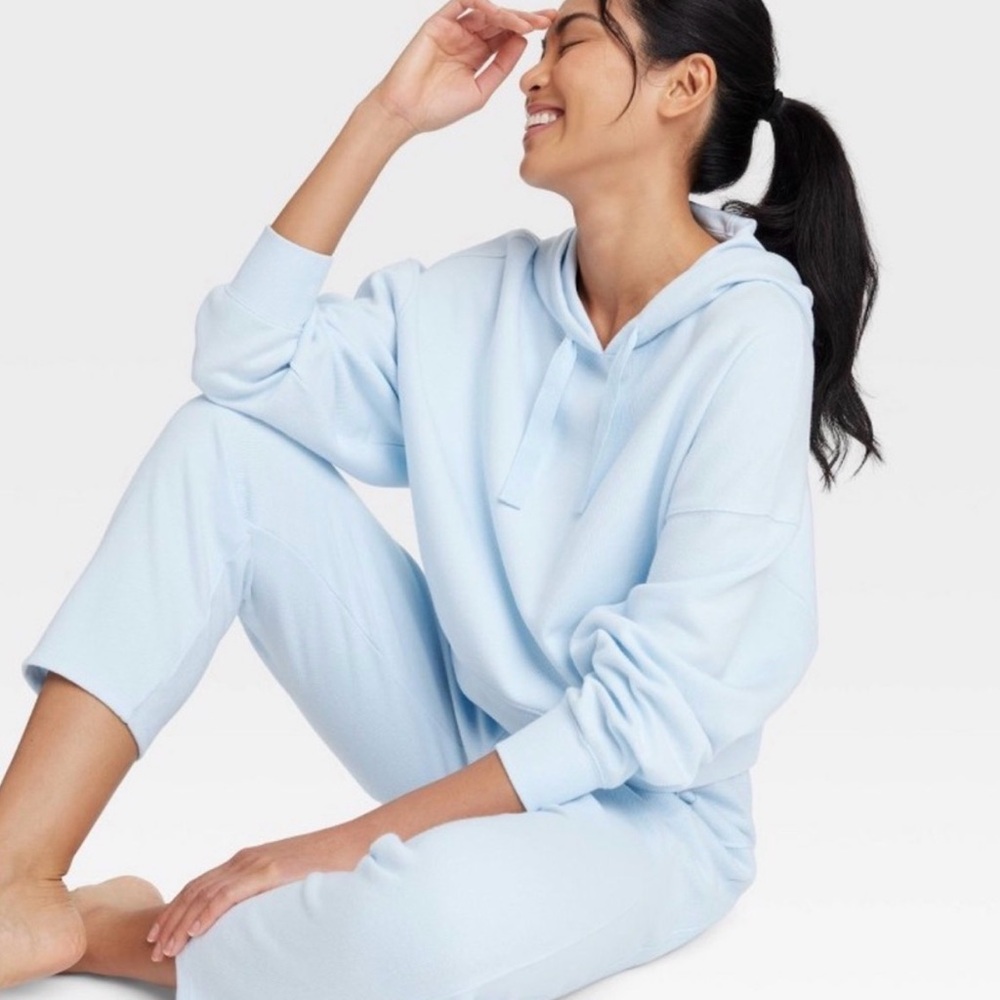 All In Motion Ribbed Set. Cropped Hoodie and 3/4 Pant